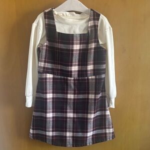 Copper Key Plaid Dress with Cream Top